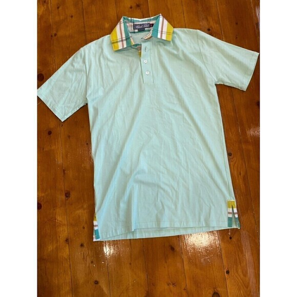 LOT (2) Alial Fital Mens Med Golf Polo Long Sleeve Short Blue Collar Made In USA - Picture 2 of 16